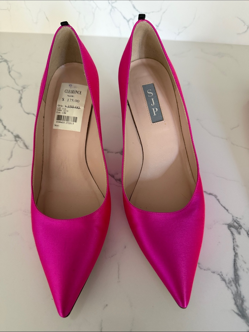 SJP by Sarah Jessica Parker Satin Pointed-Toe Pumps in Hot Pink Euro Size 39.5